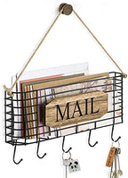 SRIWATANA Mail Organizer Wall Mount, 5 Key Hooks, Large, Carbonized Black by SRIWATANA