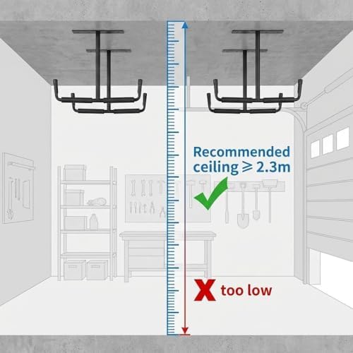 QWORK Overhead Ceiling Hooks Rack – Heavy Steel Storage Hangers for Garage, Workshop & Basement - Image 3