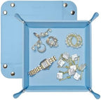 UnionBasic Small Valet Tray, Jewelry Tray for Rings Watches Earrings, Entryway Catchall Caddy for Coins Keys Change, Nightstand Bedside Valet Holder, Trays for Electronic Gadgets, Blue by UnionBasic