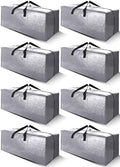 Cosy Family 8 Pack Heavy Duty Extra Large Moving Bags with Backpack Straps - Strong Handles & Zippers, Storage Totes For Space Saving, Fold Flat, Alternative to Moving Box (40 gal, Silver) by Cosy+Family