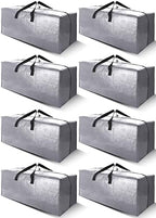 Cosy Family 8 Pack Heavy Duty Extra Large Moving Bags with Backpack Straps - Strong Handles & Zippers, Storage Totes For Space Saving, Fold Flat, Alternative to Moving Box (40 gal, Silver) by Cosy+Family