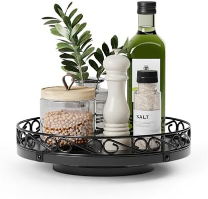 9" Lazy Susan Turntable Organizer for Table Top, Wood Lazy Susan Cabinet by Yoobure