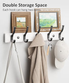 Optish Coat Rack Wall Mount, 16.5 Inches Wood Coat Hooks Wall Mount, Wall Coat Rack with 5 Hooks, Hat Rack Wall Hooks for Hanging Coat, Bag, Towel (2Pack, White) - Image 3