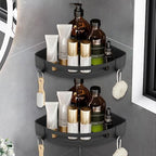 NearMoon Bathroom Shower Caddy 2 Pack, 304 Stainless Steel Shower Organizer with 2 Hooks, No Drill (Corner Shelf, Matte Black) - Image 6