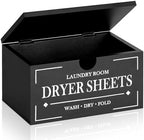 HouseJoy Dryer Sheet Holder-Black Dryer Sheet Container with Lid,Wooden Laundry Room Organization and Storage,Rustic Farmhouse Dryer Sheet Dispenser for Laundry Room Decor,Fabric Softener Containers by HouseJoy