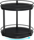 Snughome Lazy Susan Spice Rack, 2 Tier Rotating Spice Rack, Wood Lazy Susan Organizer for Cabinet, Black Kitchen Counter Shelf, 10.2" x 10.2" x 10.4" by Snughome