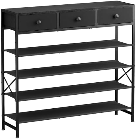 5 Tier Shoe Rack with 3 Drawers Black by UNITSTAGE
