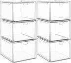 caktraie 6-Pack Stackable Acrylic Storage Drawers, Small by shoeboxesanddeskorganizers