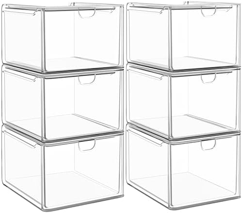 caktraie 6-Pack Stackable Acrylic Storage Drawers, Small by shoeboxesanddeskorganizers