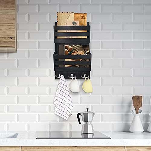 Unistyle Rustic Mail Organizer Wall Mount with 4 Key Hooks,Mail Holder Wall Mounted，Hanging Mail Organizer,Letter Holder for Wall,Key Hanger for Letter, Magazines, Keys, Dog Leashes - Image 7