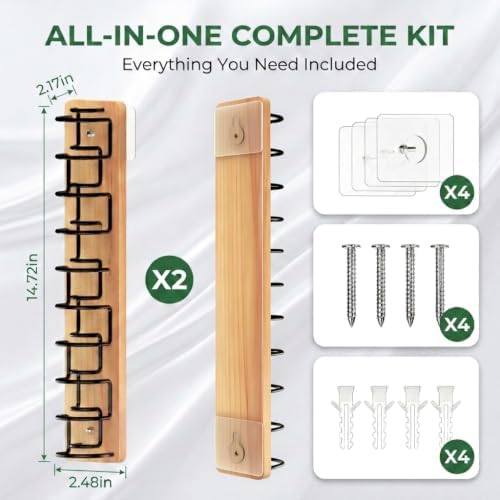 2 Pack Wooden Hat Rack, Each Holds 11 Baseball Caps, Adhesive/Screw Mount - Image 4