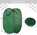 BATTOO Deluxe Strong Mesh Pop up Laundry Hamper Basket with Side Pocket for Laundry Room, Bathroom, Kids Room, College Dorm or Travel Green - Image 4