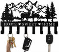 Deer Metal Key Holder for Wall, 14.5" X 9.2", Key Hooks for Wall Organizer, Key Rack, Forest Theme Coat Hat Towel Hooks, Ideal for Living Roo by SIFZYJGN