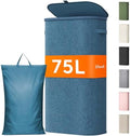 Lifewit Slim Laundry Basket with Lid and Removable Bag, 75L, Dark Blue by Lifewit
