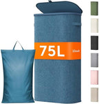 Lifewit Slim Laundry Basket with Lid and Removable Bag, 75L, Dark Blue by Lifewit