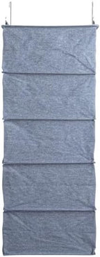 Household Essentials Hanging Cotton Blend and Plastic Closet Shoe Organizer with 10 Storage Compartments, Denim - Image 5