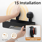 LEVERLOC Shower Caddy Visual Safety Suction Cup, Shower Shelves Black - Image 2