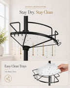 ALLZONE Corner Shower Caddy Tension Pole, 4 Hang-On Basket with Mixed-Height Shelves for Various Bottle Sizes, Extra Hooks & Soap Holder, Rustproof Stainless Steel, Fits 34–116 Inch, Black/White - Image 4