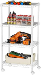 SINGAYE 4 Small Wire Shelves Kitchen Pantry Close Home Organizers and Storage Bathroom Shelf Laundry Room Organization Adjustable Book Metal Garage Shelving Unit by SINGAYE