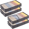 Lifewit 4 Pack UnderBed Storage Bags with Lid, Clothes Storage Boxes Foldable Under bed Storage Organizer with Reinforced Handle Thick Fabric Clear Window for Clothes Blankets Shoes, 65L, Grey by Lifewit