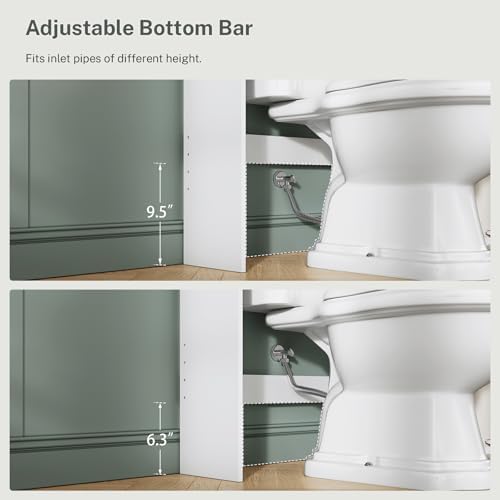 TEENFON Over The Toilet Storage Cabinet with 4 Open Shelves and Adjustable Shelf, Extra Tall Bathroom Organizer Unit with 2 Barn Doors, Home Space Saver for Bathroom, Laundry Room, White - Image 3
