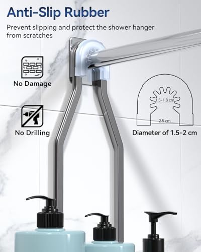 YASONIC Never Rust Shower Caddy Hanging, Aluminum Shower Racks for Inside Shower, 3-Tier Shower Organizer Hanging Over Shower Head with Hooks and Soap Holder, Grey - Image 5