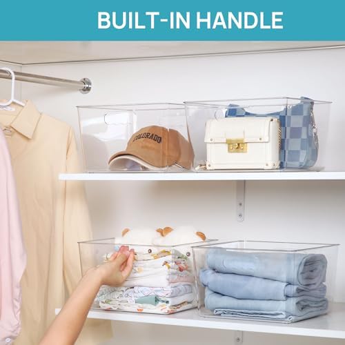 Vtopmart 4 Pack Extra Large Clear Storage Bins, 11x11 Cube Organizer - Image 4