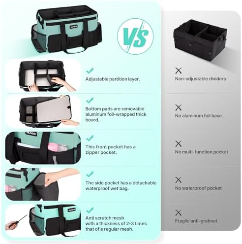 JKAOO Large Wearable Cleaning Caddy Bag with Handles, Blue Green - Image 5