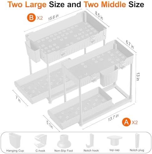 Sevenblue 4-Pack 2-Tier Under Sink Organizer with Pull Out Drawers - Image 6