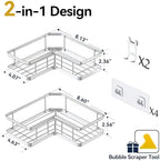 YASONIC Corner Shower Caddy Adhesive, 100% Rustproof Shower Organizer, No Drill Shower Shelf for Inside Shower, Wall-Mounted Shower Storage for Homes (2 Pack, Silver) - Image 2
