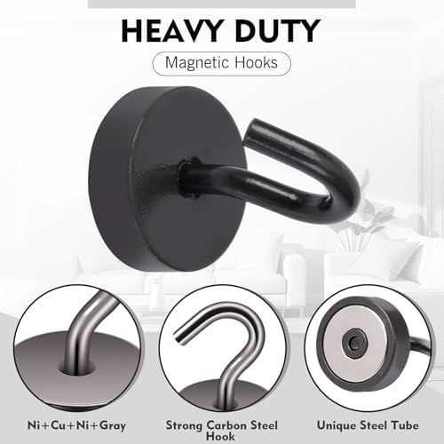 Neosmuk Magnetic Hooks Steel Tube Design for Cruise,40lb+ Grey,10 Pack - Image 4