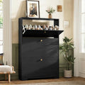 Nicetree Shoe Cabinet with 3 Flip Drawers, Narrow Shoe Organizer Cabinet, Freestanding Shoe Rack Cabinet, Modern Shoe Storage Cabinet for Entryway, Hallway, Foyer, Black by Nicetree