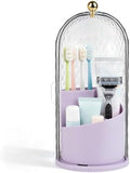 Toothbrush Holder with Cover for Bathroom Countertop, Organizer, Purple by rejomiik