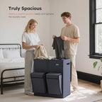 SOLEDI 180L Double Laundry Hamper with Lid and 2 Side Pockets, Dual Hamper - Image 3