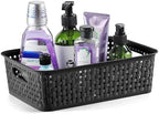 [ 12 Pack ] Plastic Storage Baskets, Small Pantry Organization and Storage Bins, Household Organizers for Laundry Room, Bathrooms, Kitchens, Cabinets, Countertop, Under Sink or Shelves, Black - Image 2