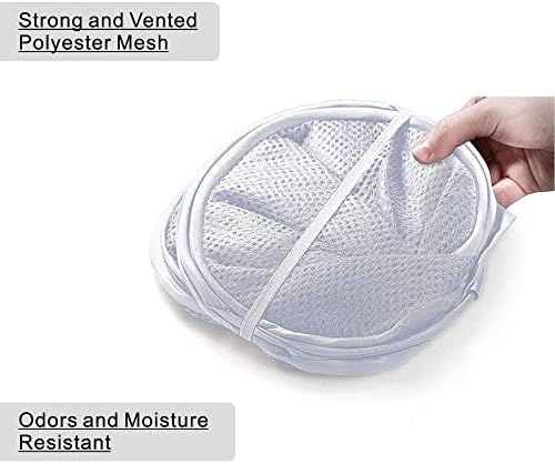 BATTOO Deluxe Strong Mesh Pop up Laundry Hamper Basket with Side Pocket Foldable Hamper for Laundry Room, Bathroom, Kids Room, College Dorm or Travel White + White - Image 4