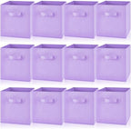Yinder 12 Pcs Cube Storage Bin Purple 10.5''x10.5''x11'' Storage Bins for Playroom Decor Colorful Bins for Kids Foldable Baskets for Nursery Organizer Boxes Fabric Boxes by Yinder
