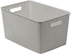 BINO | Plastic Storage Baskets, 22 Liter - 3 Pack, Natural Grey | THE WOVEN COLLECTION | Storage Basket for Shelves | Woven Storage Baskets for Organizing Bins | Pantry Shelf Organizer | Container Bin - Image 6