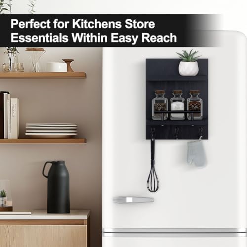 Magnetic Key Holder Wall Mount, Mail Shelf Decor with 3 Key Hooks - Image 2