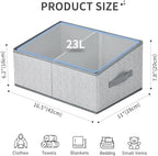 DIMJ Storage Baskets for Shelves 8 Packs - Large Trapezoid Closet Organizer Bins with Handles and Divider, Foldable Clothes Containers Box for Shelf, Towel, Book, Toy, Purse, Grey - Image 2
