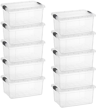 Superio 6.6 Quart Clear Plastic Storage Boxes with Lids, Stackable Organizer Containers, BPA-Free Storage Bins for Home, Office, School & Dorm, 10 Pack by Superio