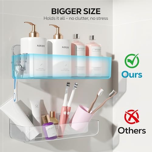 Nieifi Adhesive Shower Shelves, Clear, 3 Pieces - Image 4