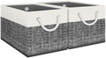 Fab totes Storage Bins 2-Pack, Foldable Storage Baskets for Organizing Toys, Books, Shelves, Closet, Large Storage Box with Rope Handles, Sturdy Organizer Bins, White & Black by Fabtotes