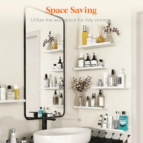 Lifewit Acrylic Floating Shelves for Wall 14" White, 6 Pack - Image 6