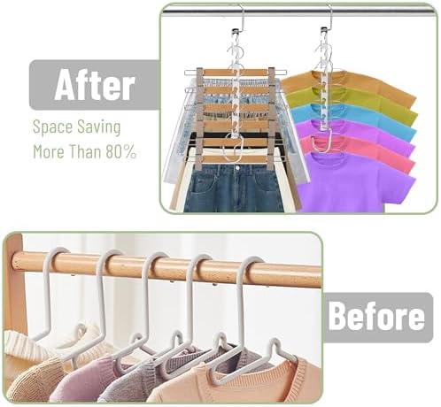 Mr. Pen- Metal Space Saving Hangers for Clothes, 4 Pack, 6 Slots | 360° Rotating Hooks, Metal Hangers, Wardrobe Organizer, Magic Cascading Hanger, Closet Space Saver - Image 6