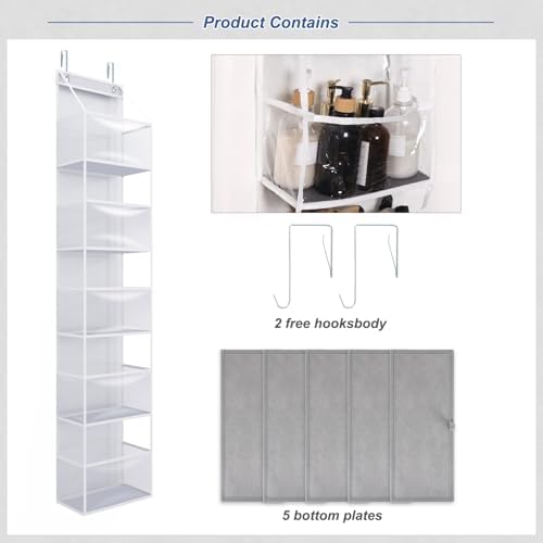 Fixwal 5-Shelf Over The Door Hanging Pantry Organizer, Room Organizer with Clear Plastic Pockets, 25lb Ultra Sturdy & Large Capacity for Closet, Bedroom, Nursery, Bathroom and Sundries - Image 4
