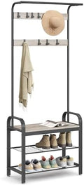 VASAGLE Coat Rack, Hall Tree with Shoe Bench, 4-in-1, 9 Removable Hooks by Unknown