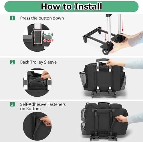 LoDrid Professional Rolling Cleaning Bag with Detachable Trolley, Black - Image 5