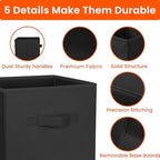Criusia Storage Cubes, 11 Inch Clothes Storage Bins for Shelves Closet (10 Pack), Fabric Collapsible Storage Bins with Dual Handles, Cubby Storage Baskets for Magazines, Dorm Essentials (Black) - Image 6
