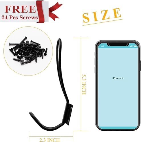 Hajoyful Rustic Entryway Hooks-6 Pack Farmhouse Hooks with Metal Screws Included, Black Decorative Wall Mounted Rustic Coat Hooks Rack, Double Vintage Organizer Hanging Wire Hook Clothes Hanger - Image 2